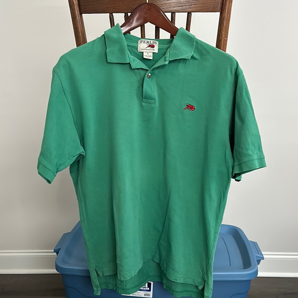 Perlis Green Crawfish Knit Polo Shirt